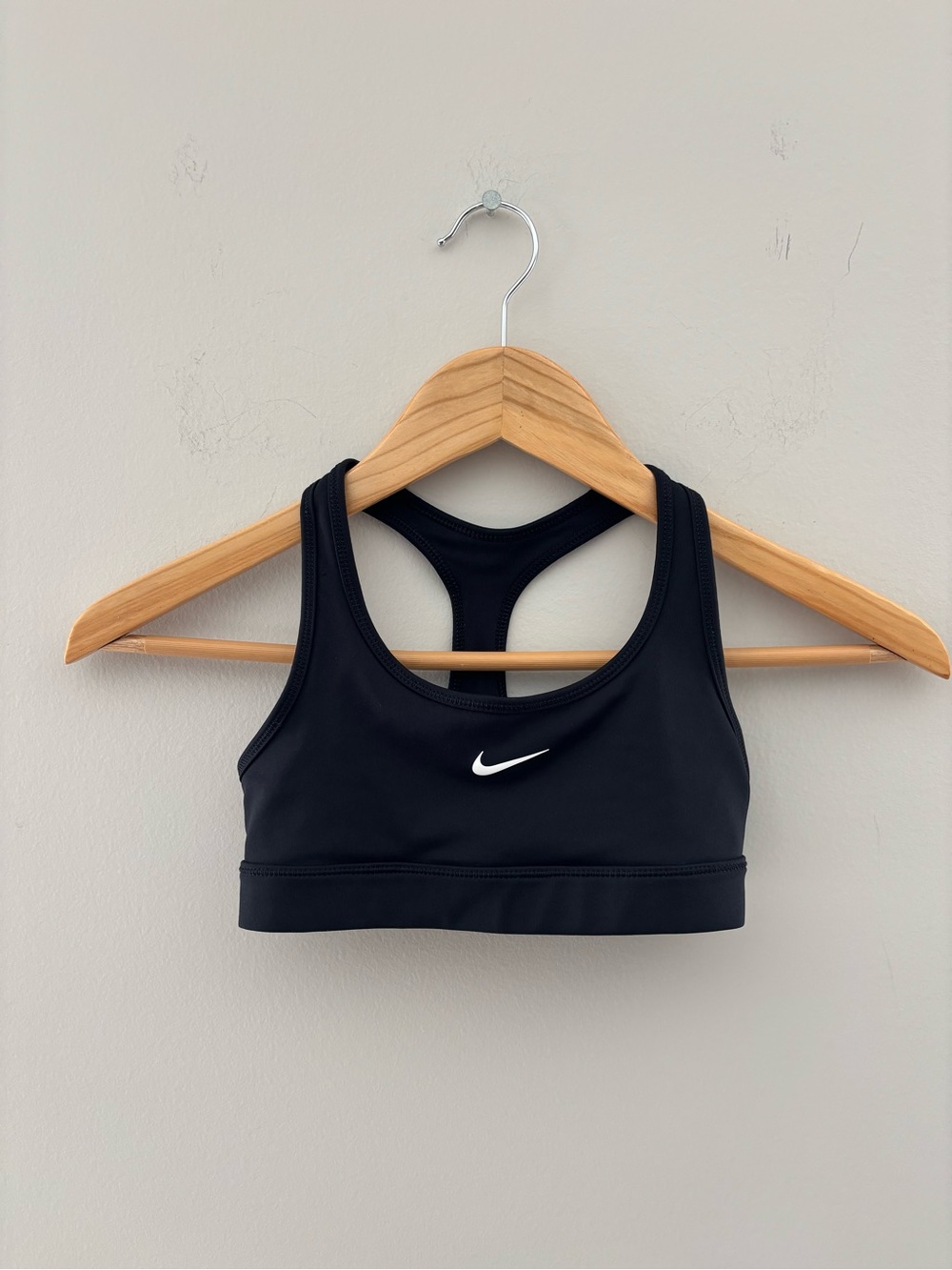 Nike Girls Black Sports Bra White Swoosh Youth Athletic Top Size YS